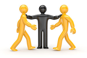 Cartoon image of manager dealing with conflict